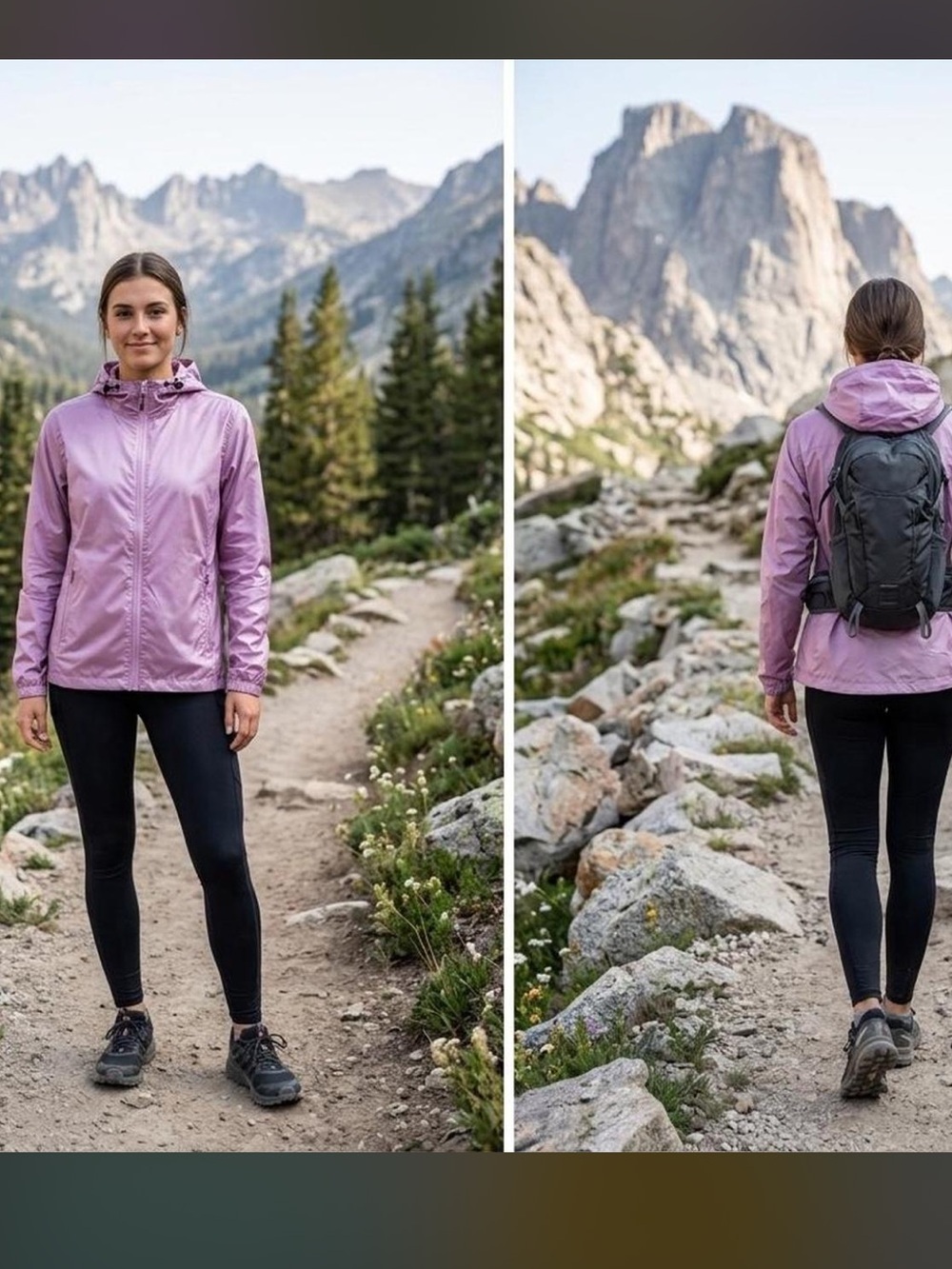 Lightweight Lilac Hooded Windbreaker Jacket - Women